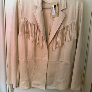 Fringe Detail Cream Jacket